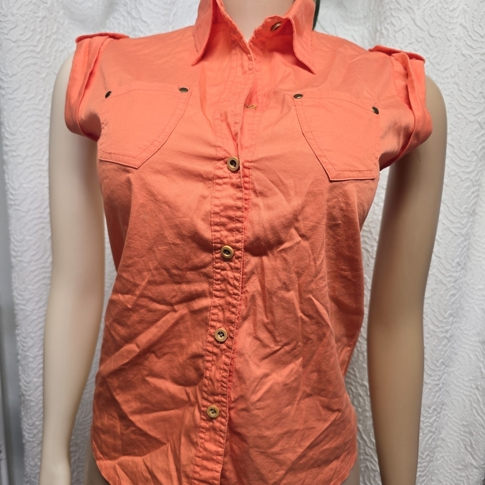 Banana Republic Orange Pink Button Down Polo Shirt